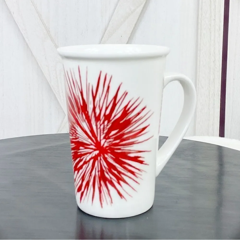 Starbucks Starburst 2014 Holiday Mug White Red 12OZ‎